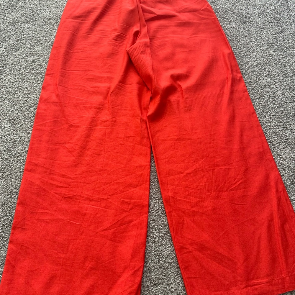 Vibrant Red Wide-Leg Pants